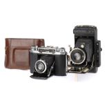 Two Medium Format Folding Rangefinder Cameras,