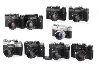 A Good Selection of Zenit 35mm SLR Cameras,