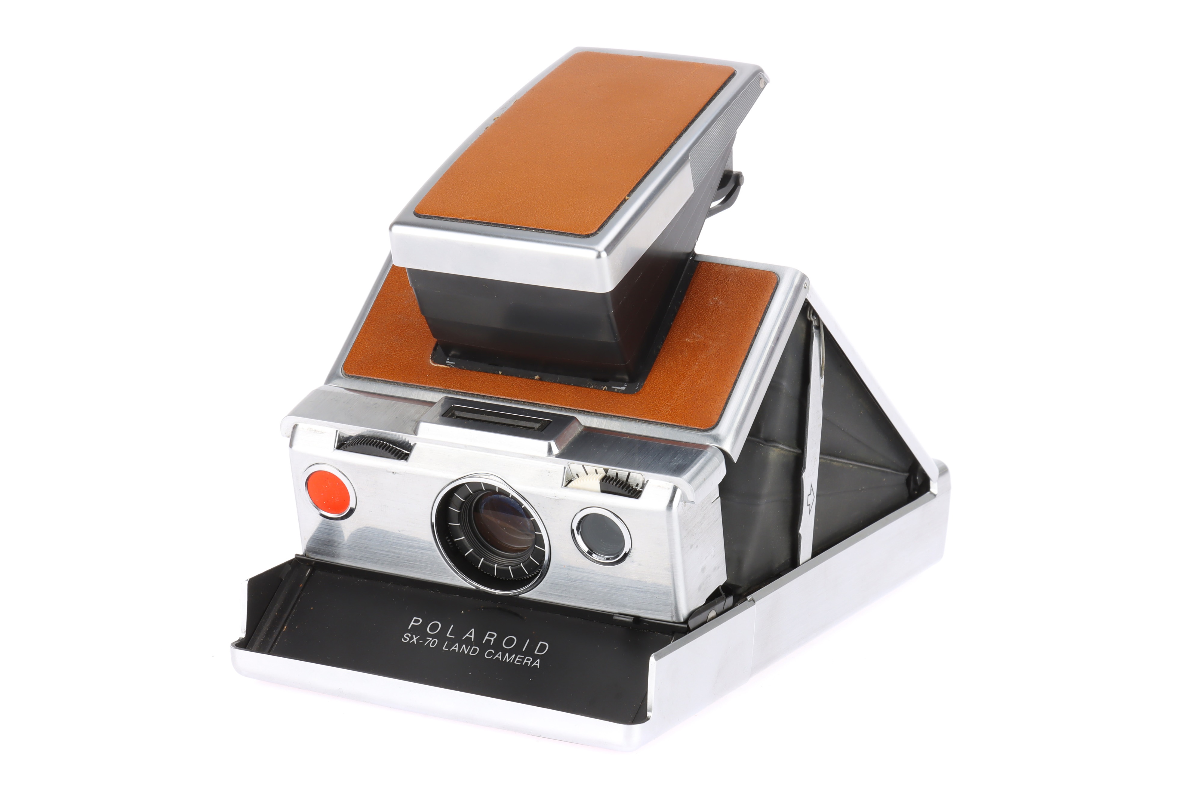 A Polaroid SX-70 Land Instant Folding SLR Camera
