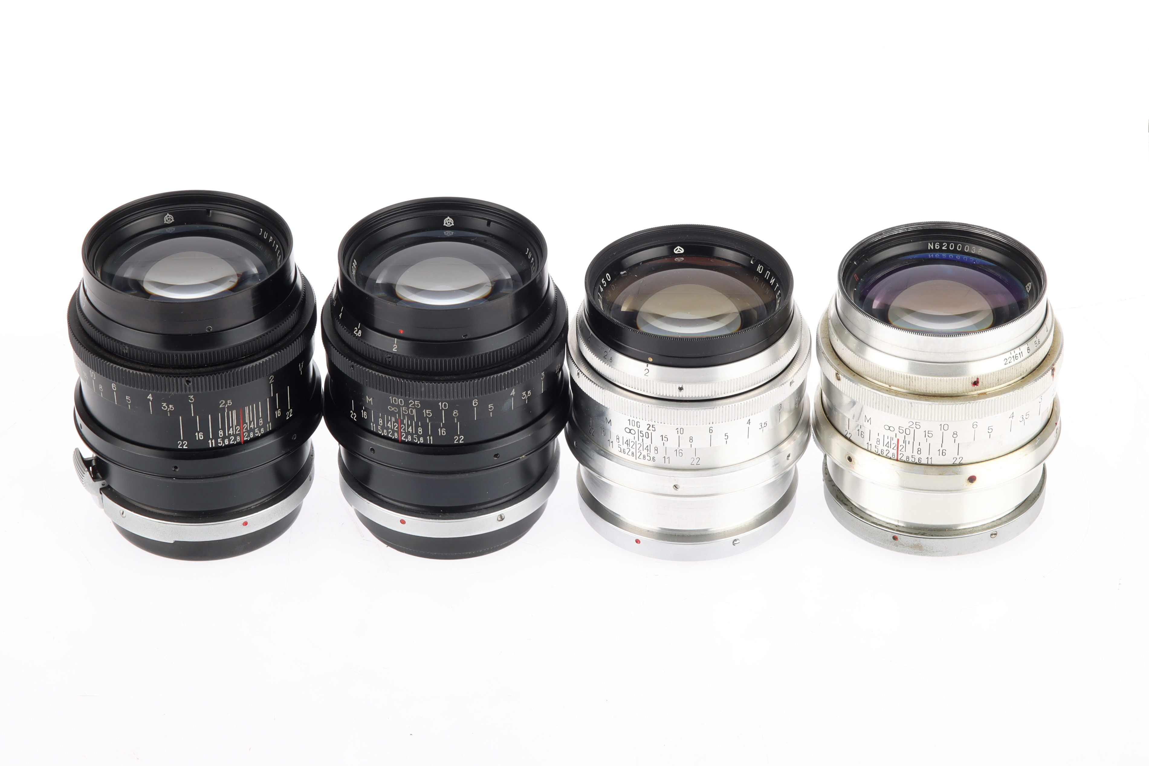 Four Jupiter-9 f/2 85mm Rangefinder Camera Lenses,