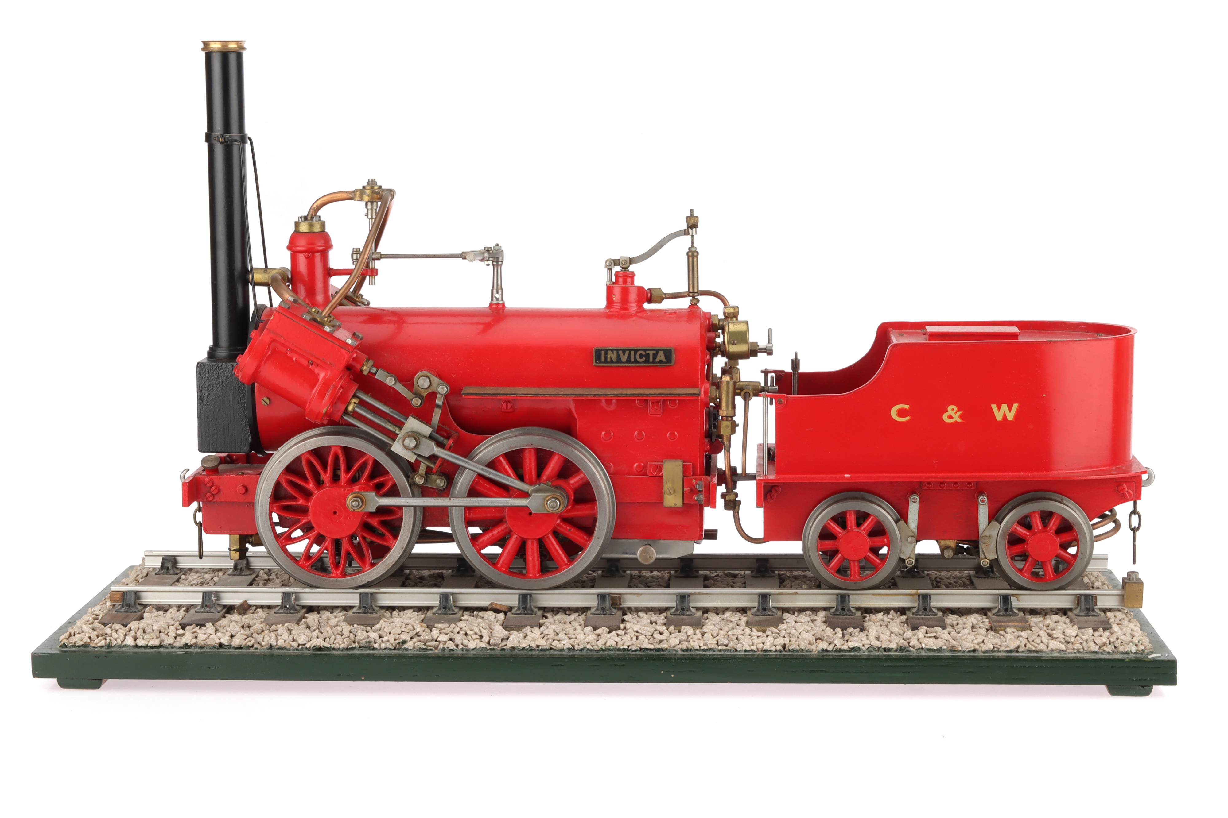 A 3in Guage Model of Canterbury & Whitstable Railway 0-4-0 Locomotive & Tender 'INVICTA' - Image 3 of 6
