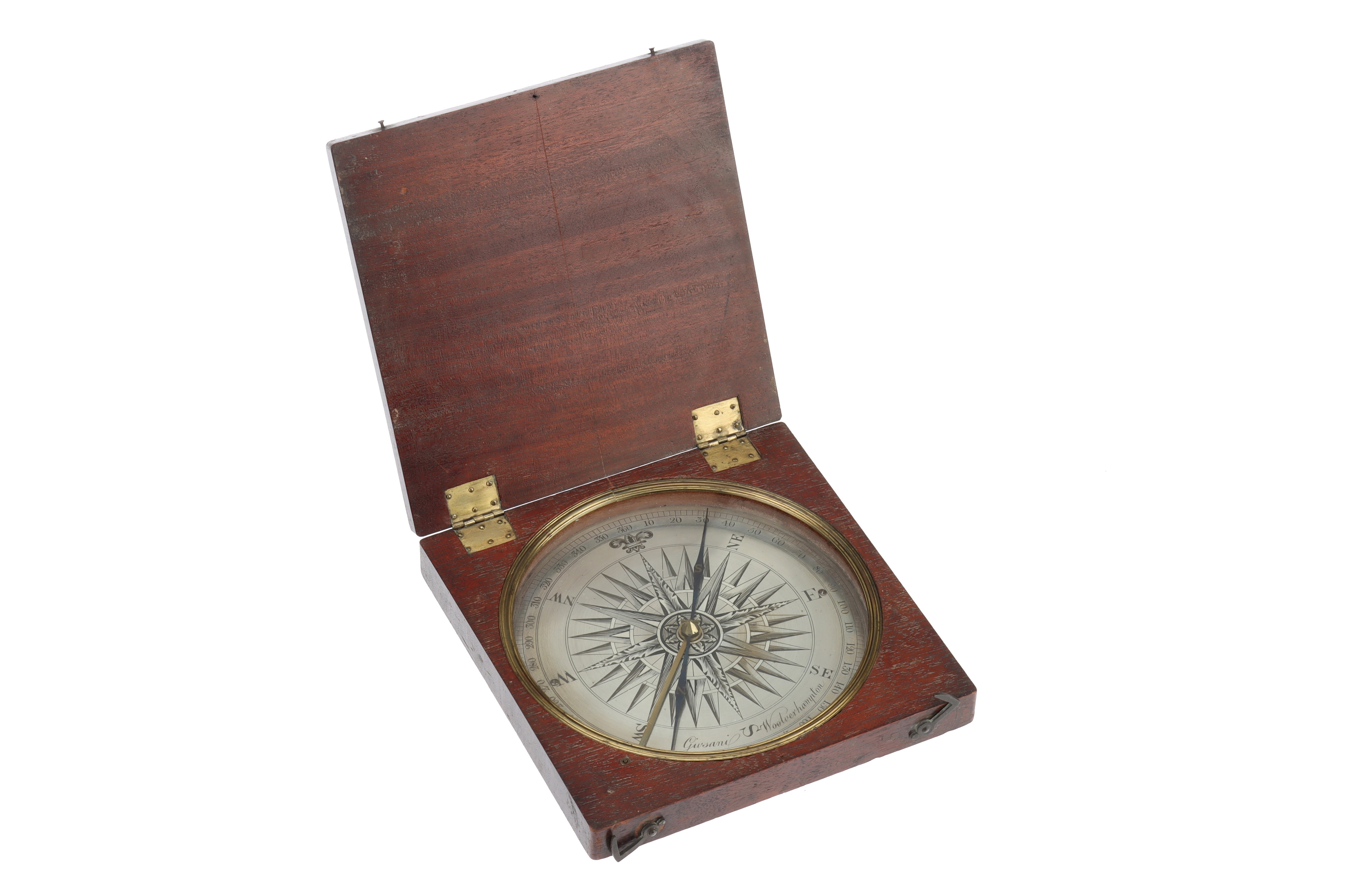 An 18th Century Silvered Compass By Givsani, Woolverhampton,