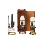 A Collection of 3 Microscope Oil Lamps,