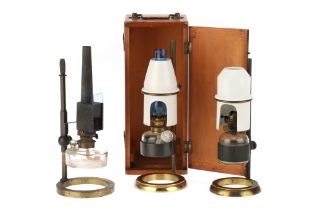 A Collection of 3 Microscope Oil Lamps,