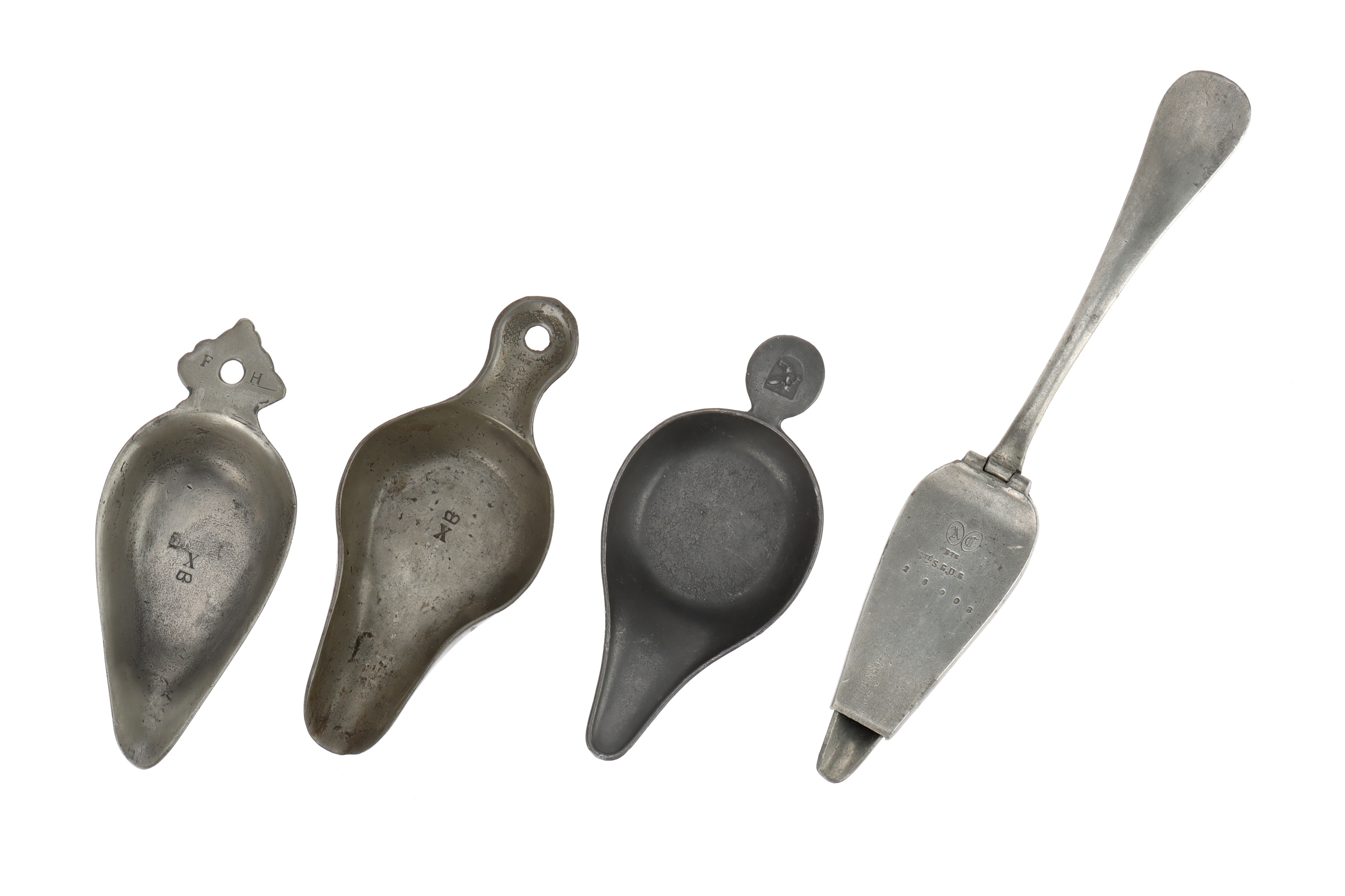 Pewter Pap Boats and a Medicine Spoon,