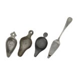 Pewter Pap Boats and a Medicine Spoon,