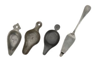 Pewter Pap Boats and a Medicine Spoon,