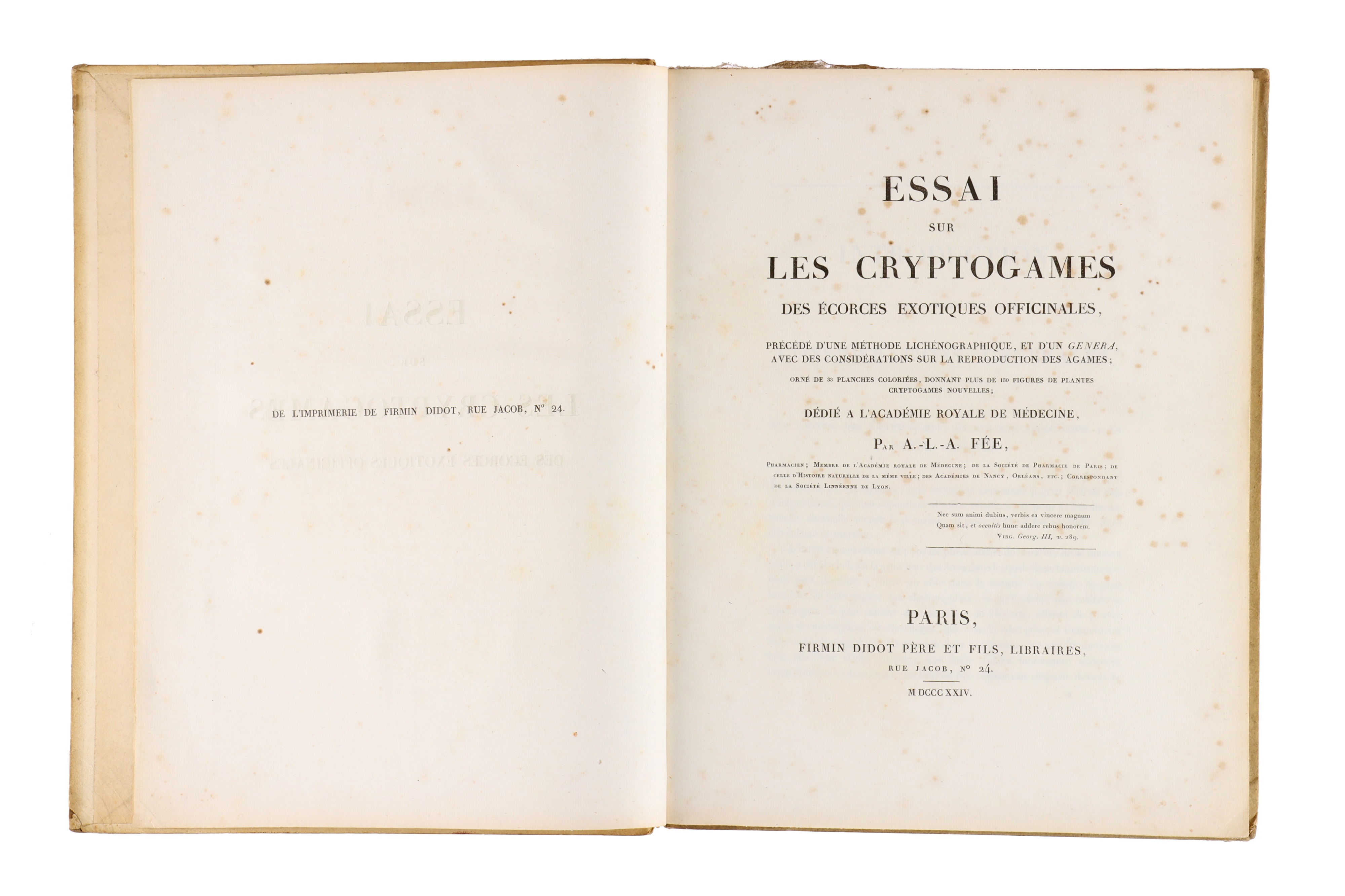 Fee, A., Essai Sur Les Cryptogames des Ecorces Exotiques Officinales, - Image 3 of 8