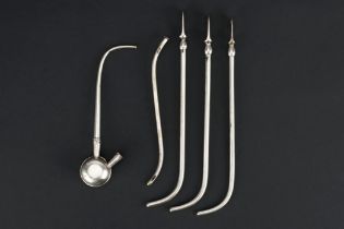 A Group of Chinese & Georgian Silver and Plated Urology Instruments,