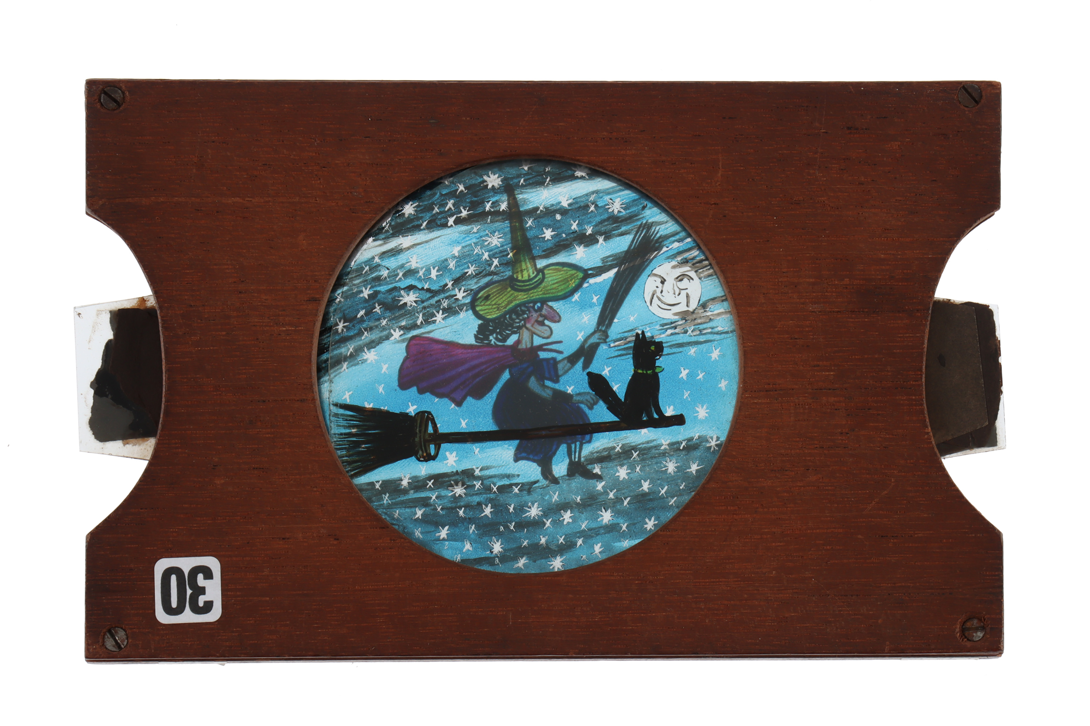 Magic Lantern Slide of a Flying Witch and Cat, - Image 2 of 2