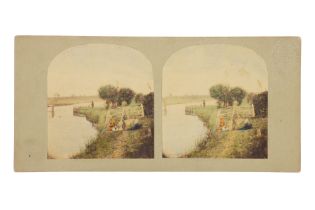 T. R. Williams Stereocard, Scenes in Our Village, Angling in the Stream,