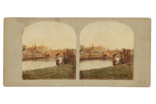 T. R. Williams Stereocard, Scenes in Our Village, A View of the Bridge,
