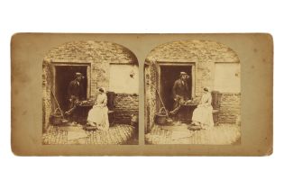 T. R. Williams Stereocard, Scenes in Our Village, Little Mary and her Magpie,