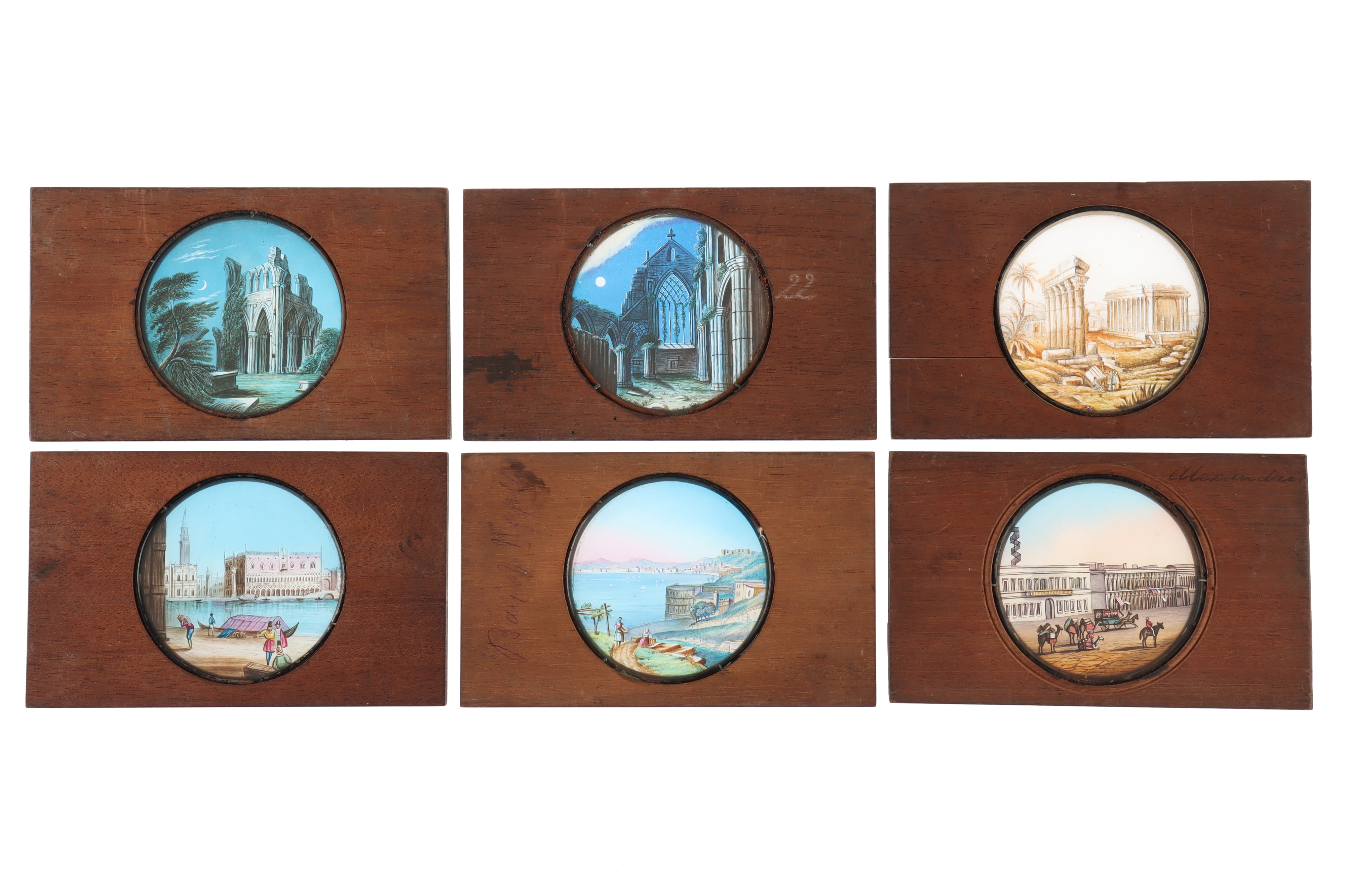 Collection of 6 Fine Hand-Painted Magic Lantern Slides, - Image 2 of 2
