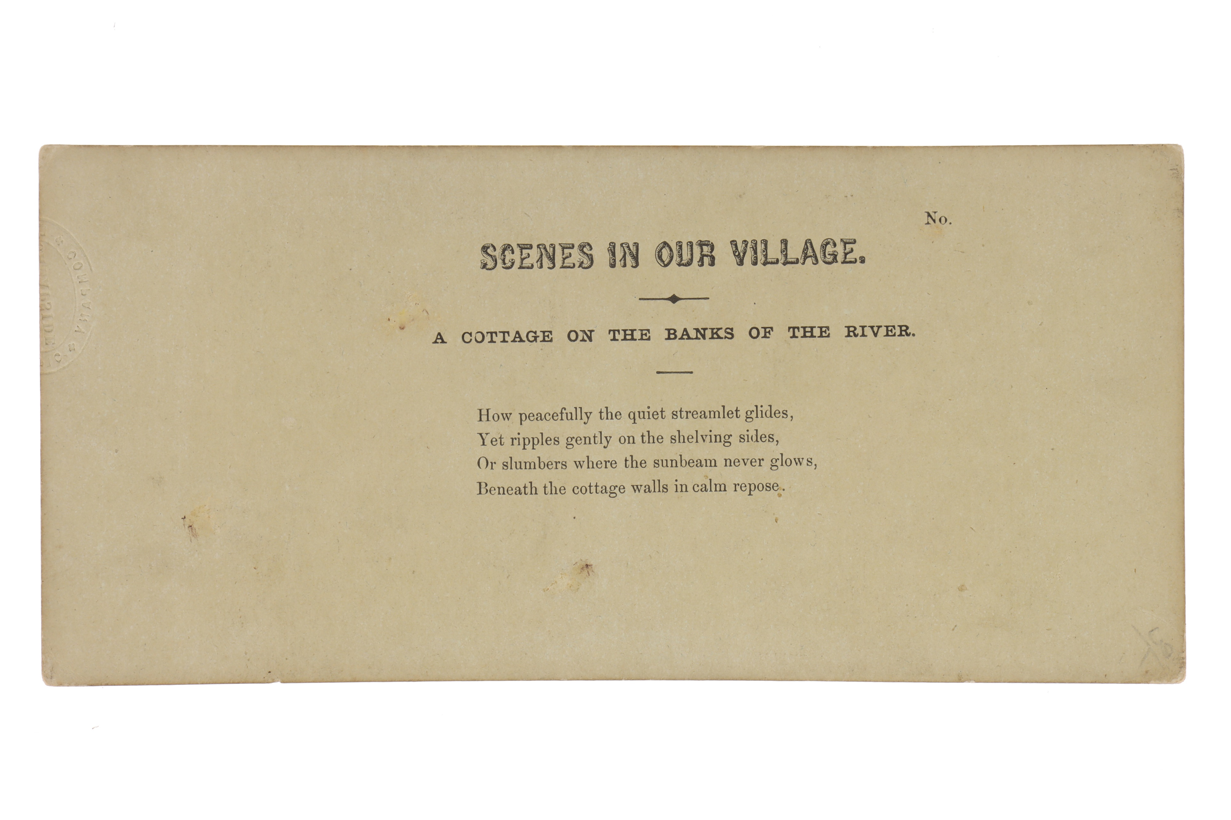 T. R. Williams Stereocard, Scenes in Our Village, A Cottage on the Banks of the River, - Image 2 of 2