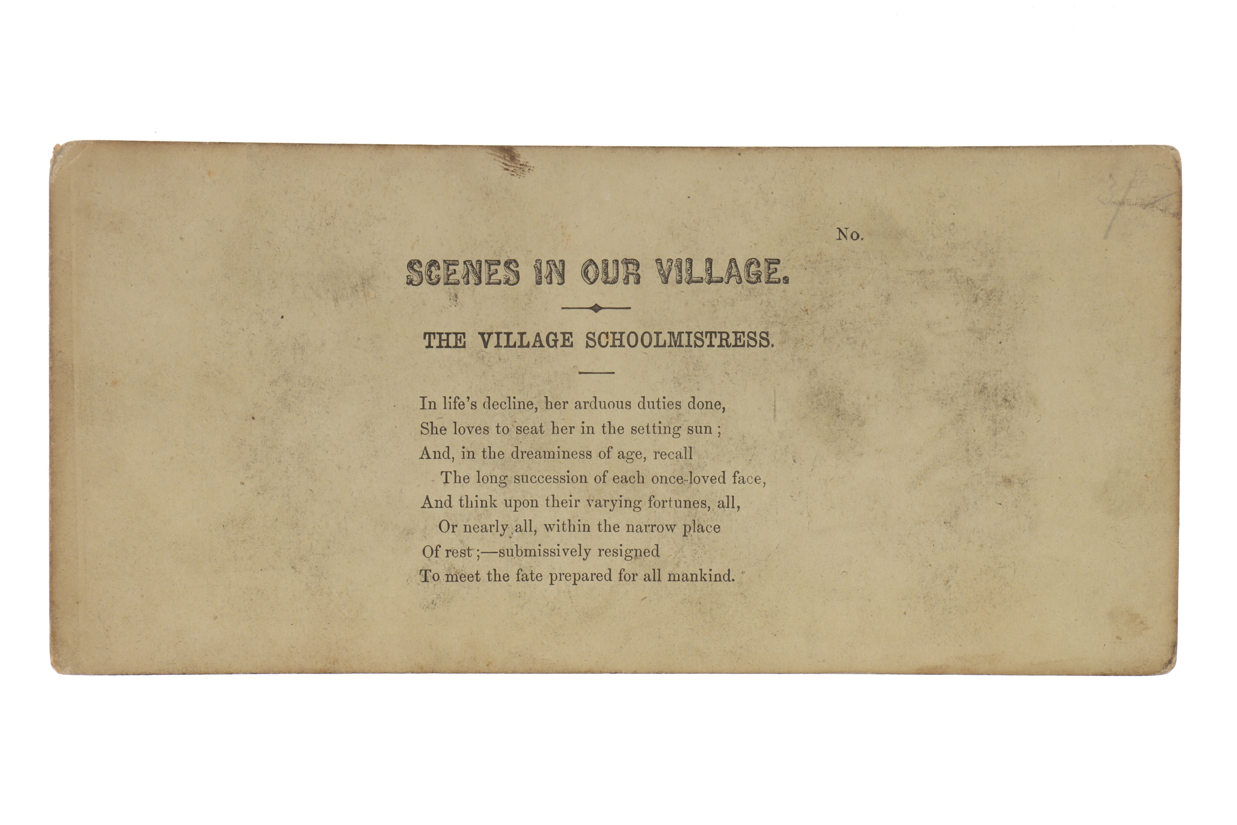 T. R. Williams Stereocard, Scenes in Our Village, The Village Schoolmistress, - Image 2 of 2