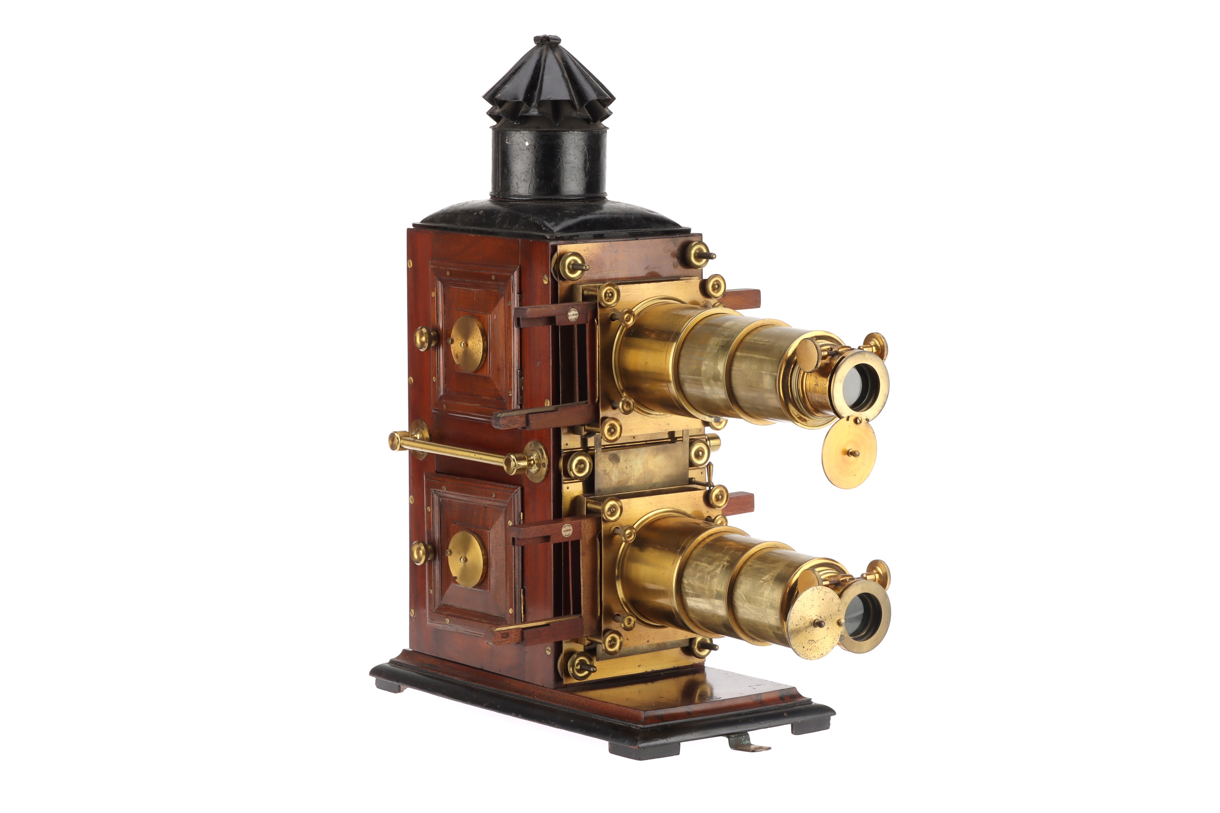 Brass & Mahogany Biunial Magic Lantern,