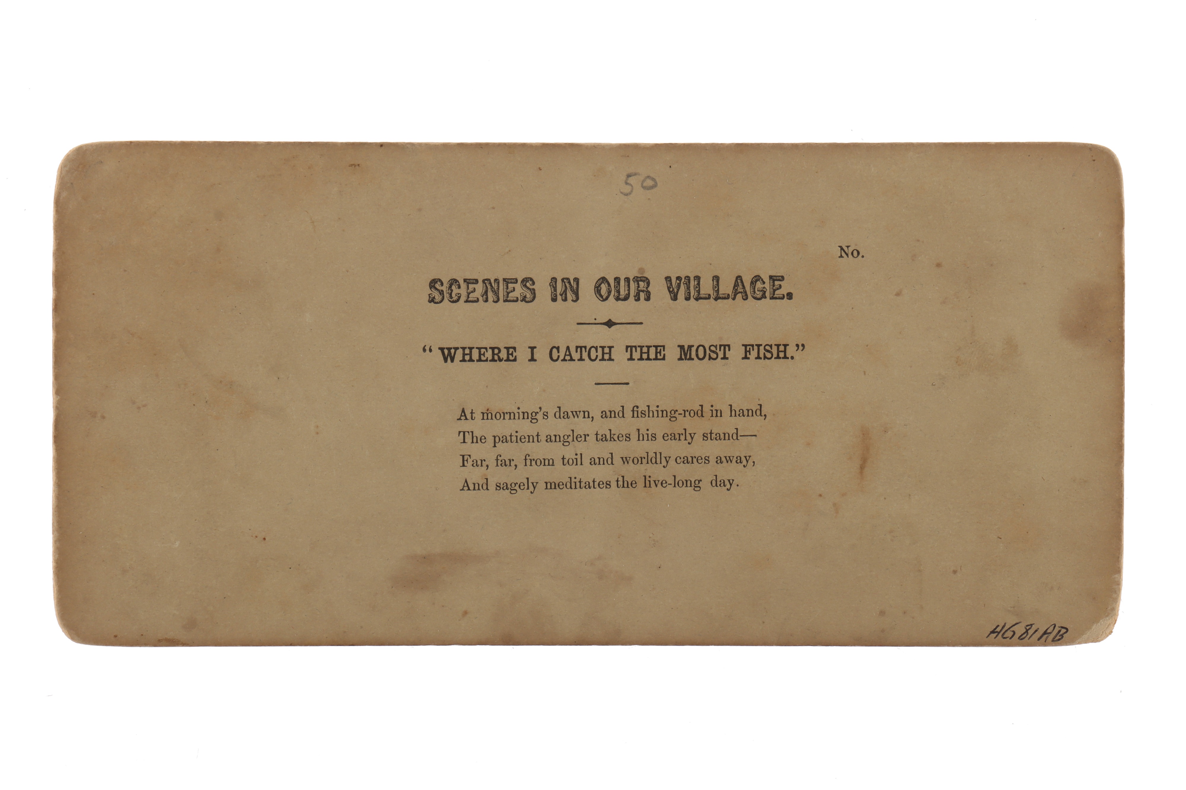 T. R. Williams Stereocard, Scenes in Our Village, Where I Catch the Most Fish, - Image 2 of 2