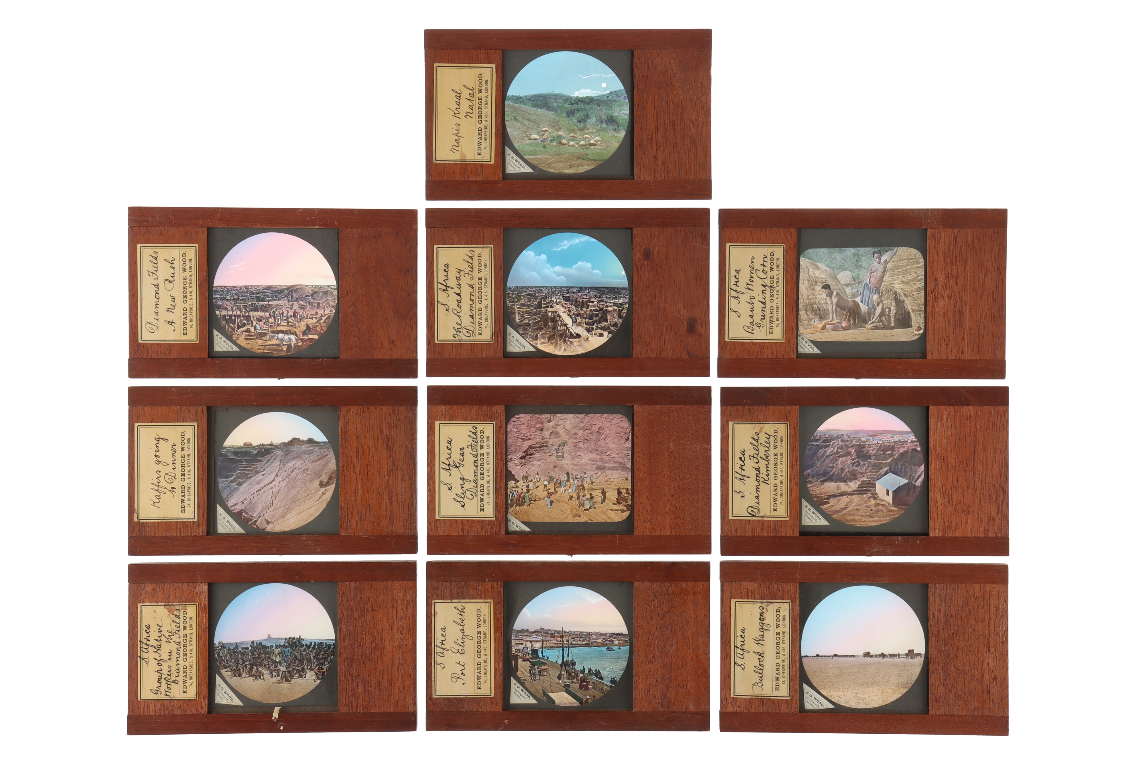 10 Hand-Coloured Magic Lantern Slides of South Africa,