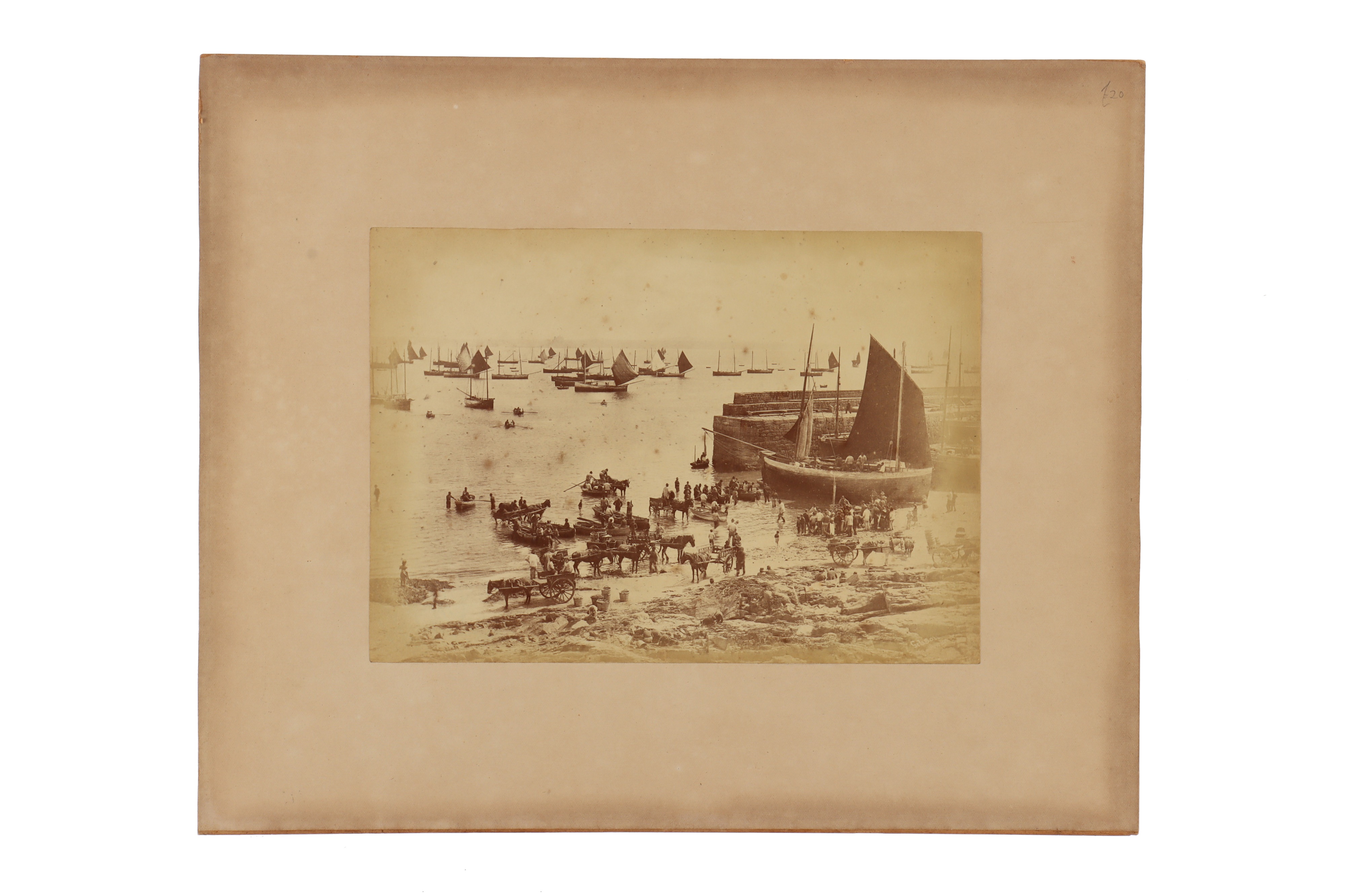 Gibson, Albumen Print of Newlyn Harbour, - Image 2 of 2