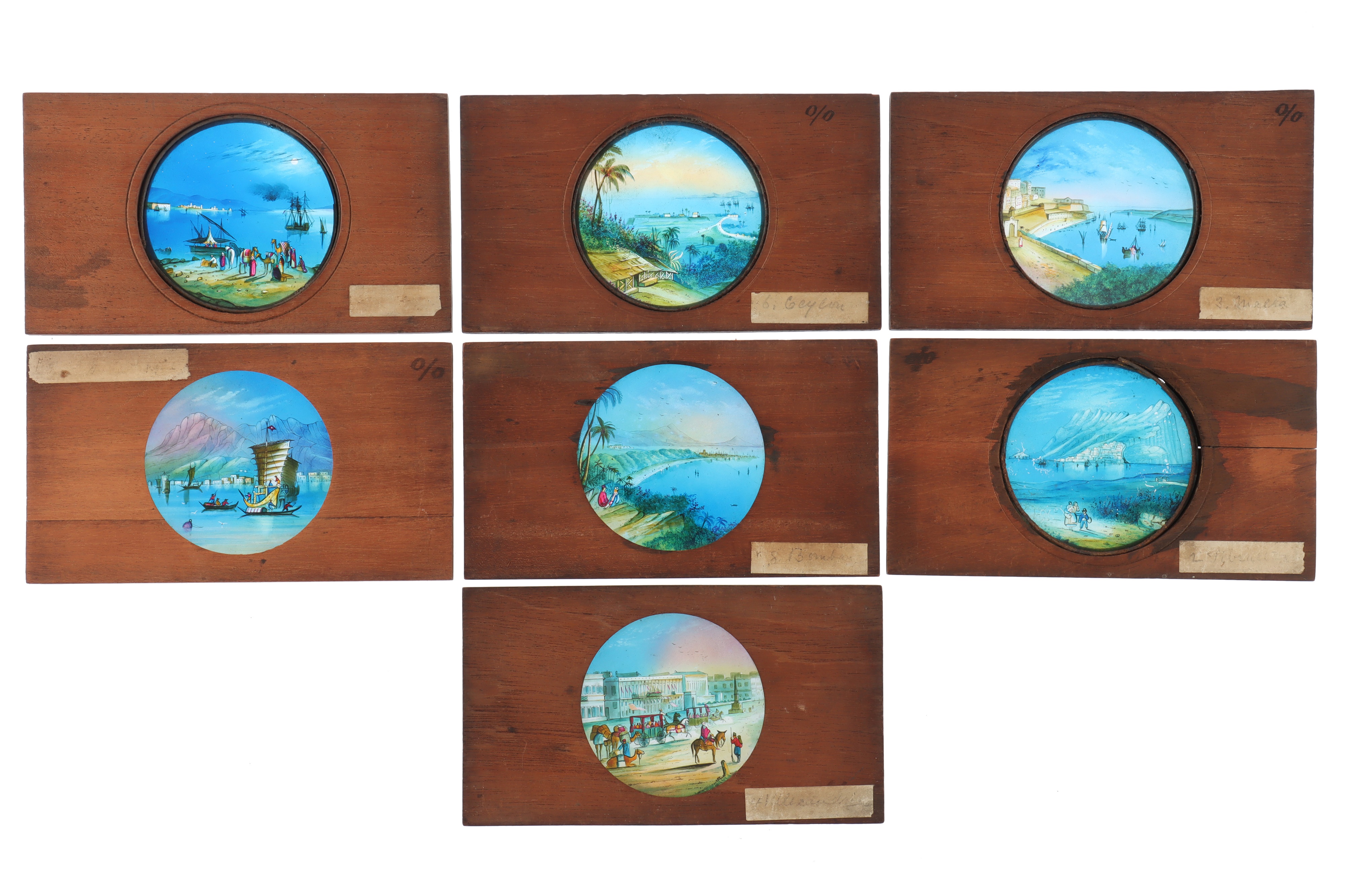 Hand Painted Magic Lantern Slides of Ceylon and Gibraltar,