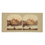 T. R. Williams Stereocard, Scenes in Our Village, A Cottage on the Banks of the River,
