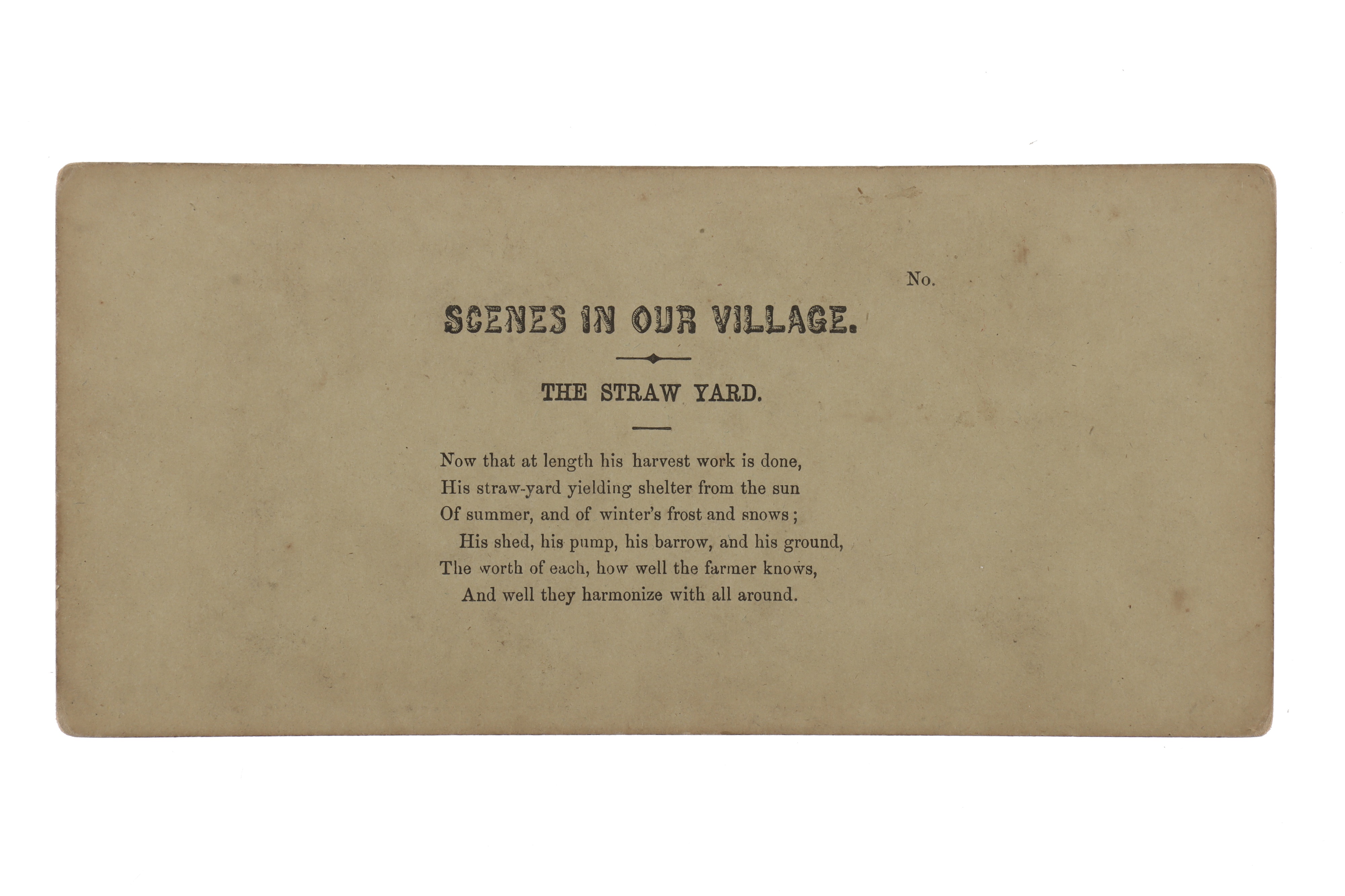 T. R. Williams Stereocard, Scenes in Our Village, The Straw Yard, - Image 2 of 2