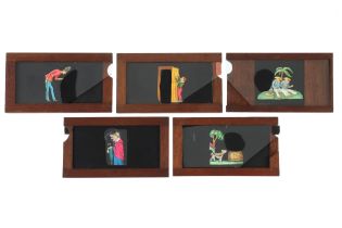 5 Hand Painted Magic Lantern Slipping Slides,