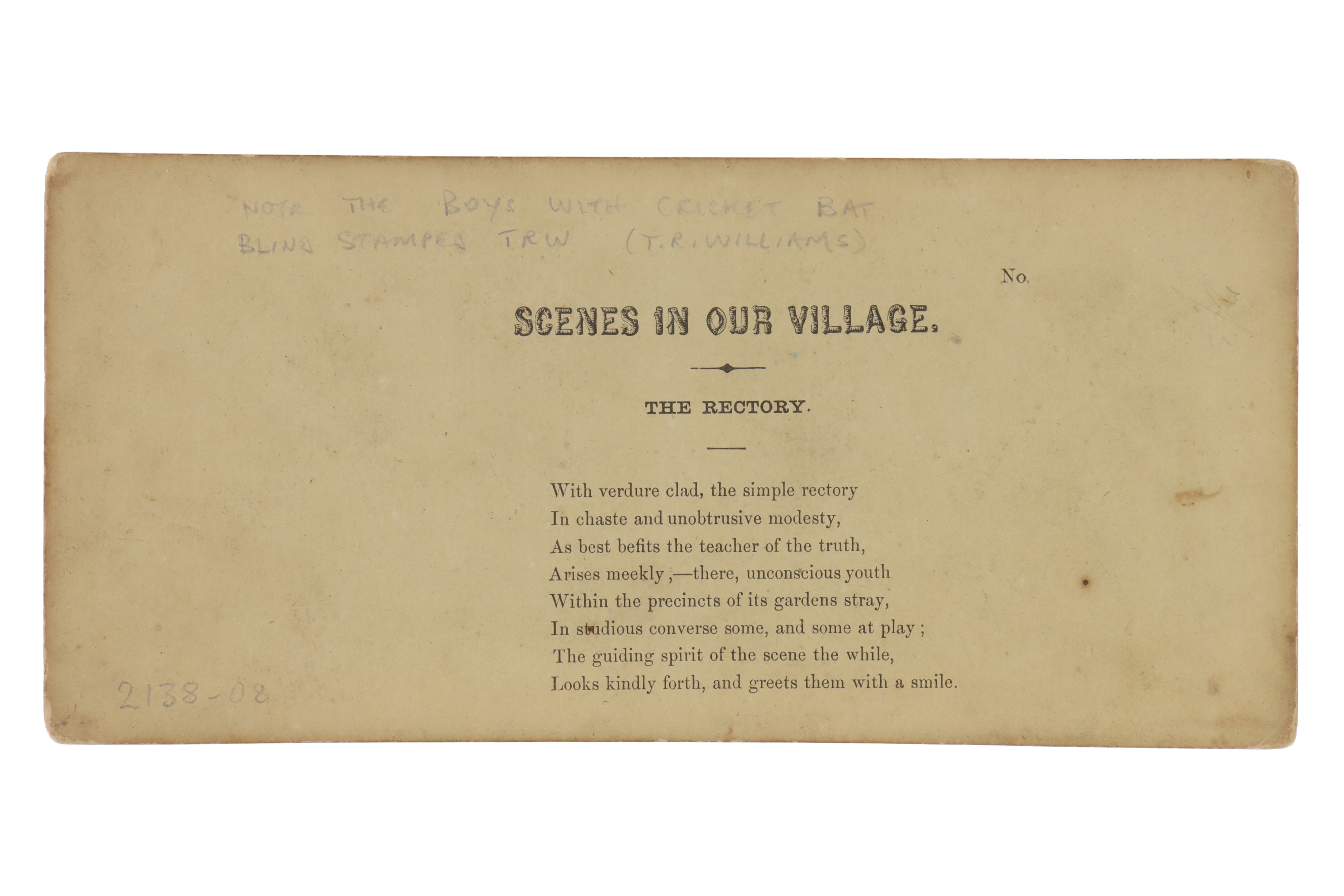 T. R. Williams Stereocard, Scenes in Our Village, The Rectory, - Image 2 of 2
