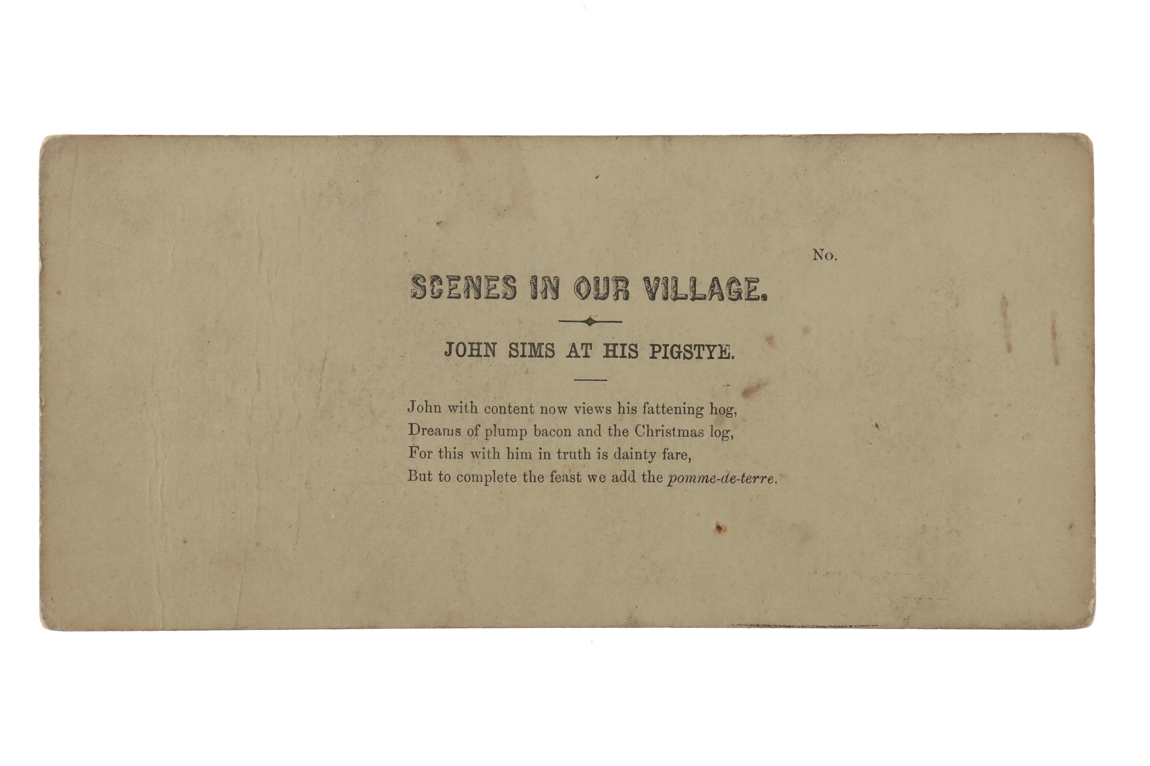 T. R. Williams Stereocard, Scenes in Our Village, John Simms at His Pigstye, - Image 2 of 2