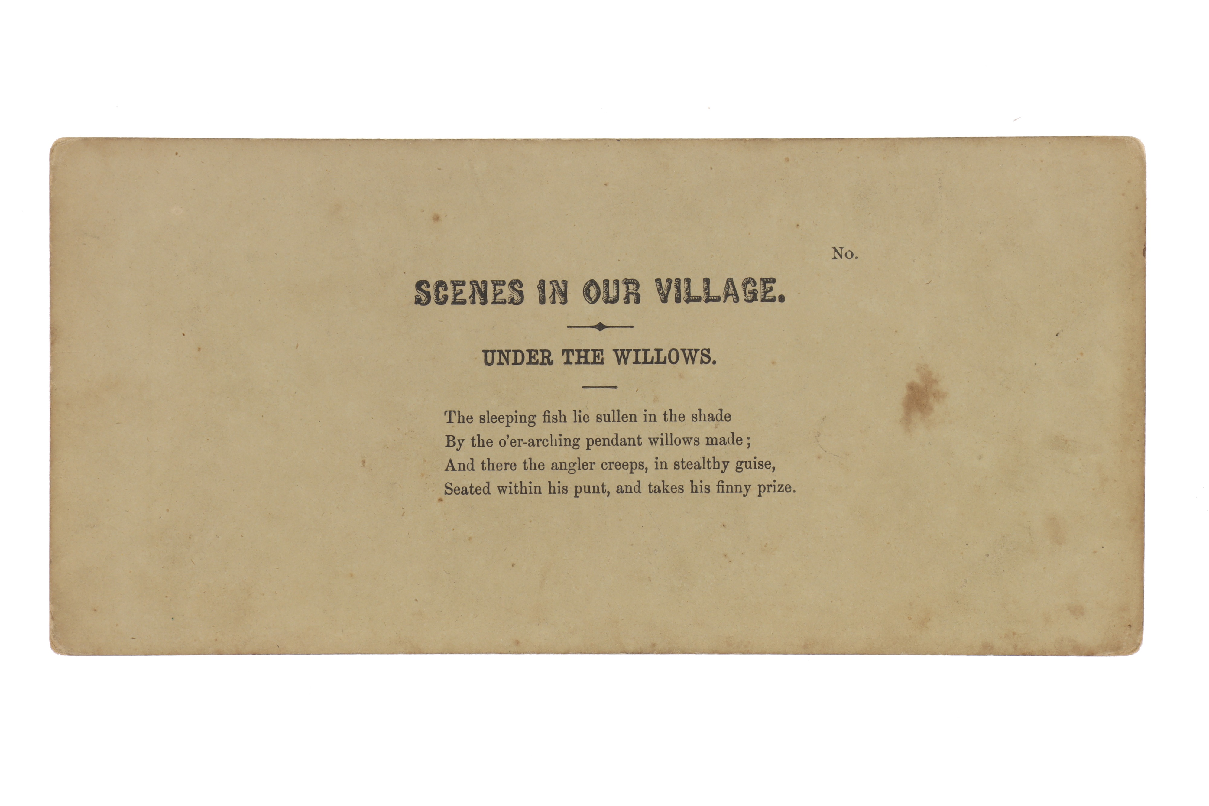 T. R. Williams Stereocard, Scenes in Our Village, Under the Willows, - Image 2 of 2