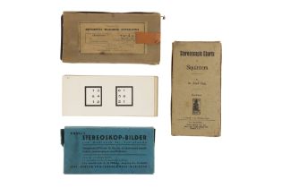 including a set of cards in a case marked 'Stereoscopic Charts for Squinters by Dr. Emil Hegg'