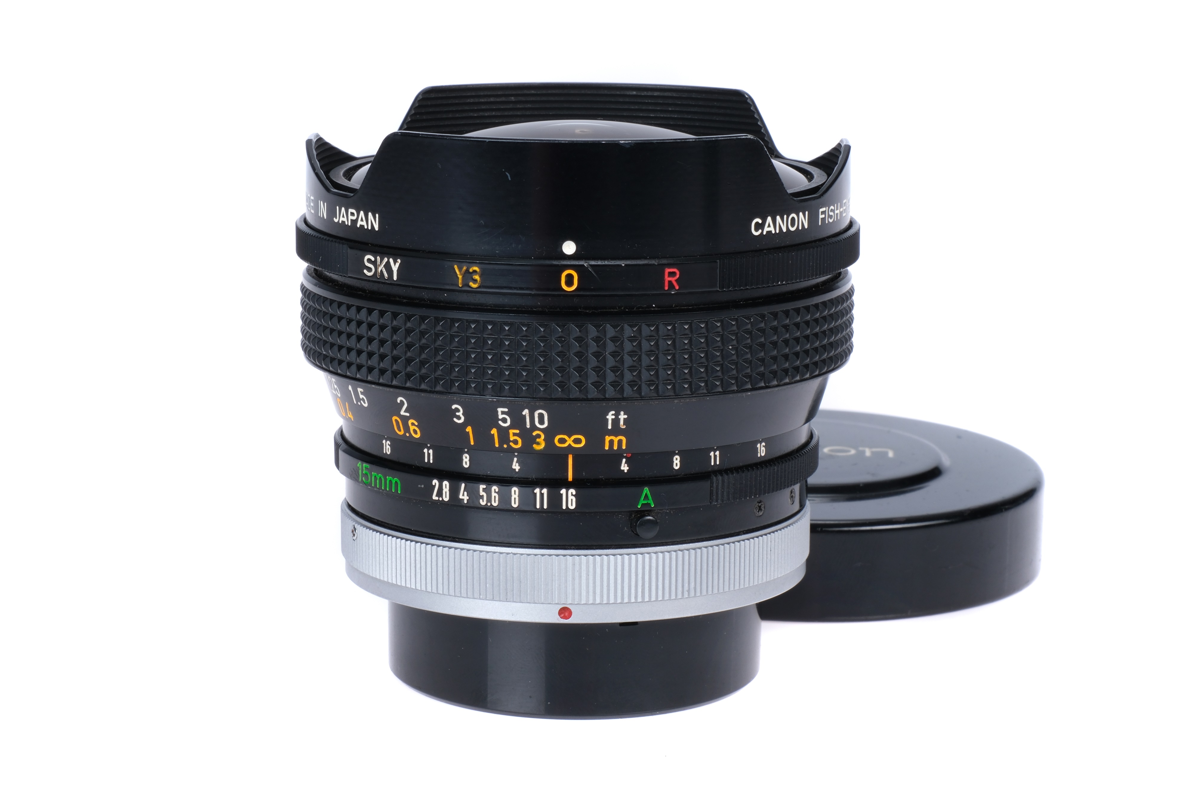 A Canon FD S.S.C. Fish-Eye f/2.8 15mm Lens,