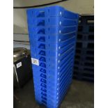 17 X STACKABLE BLUE TRAYS.