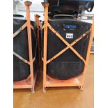 5 X FORKLIFTABLE FRAMES EACH HOLDING A PLASTIC MATCON IBC.