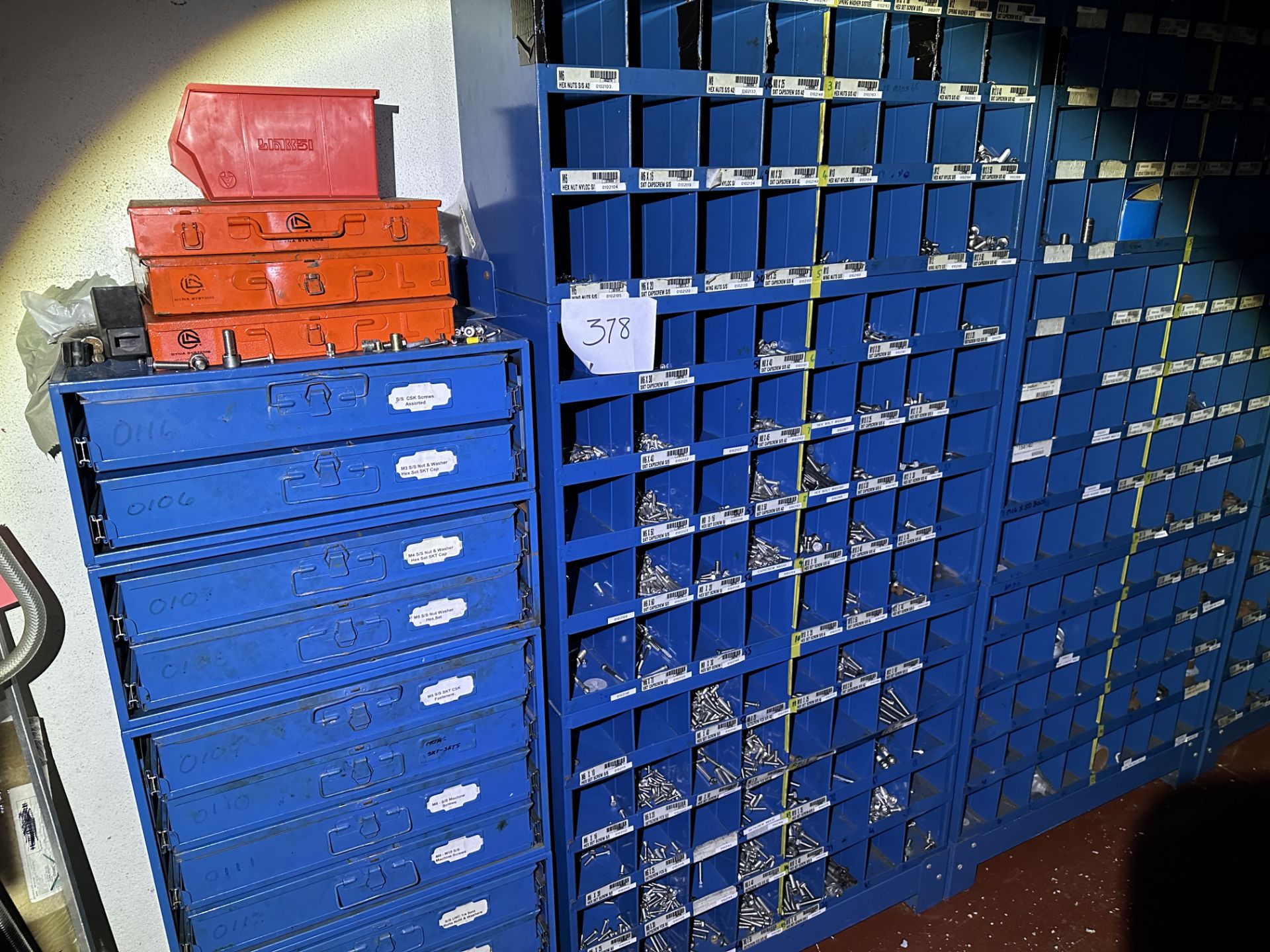 METAL SMALL PARTS STORAGE UNITS + CHEST OF DRAWERS. - Image 3 of 3