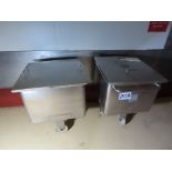 2 X S/S 200 LITRE TOTE BINS WITH LIDS.