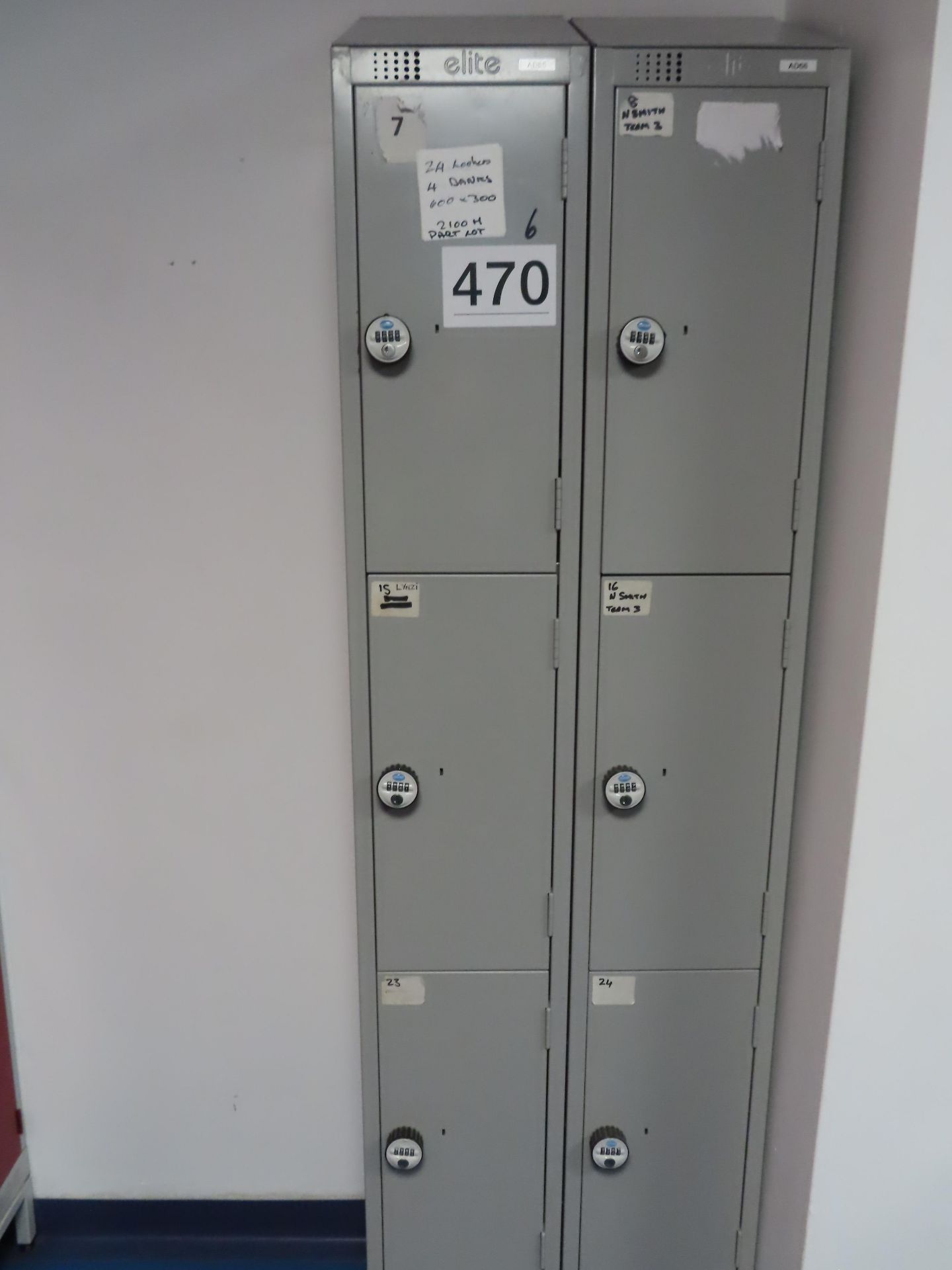 4 X BANKS OF 6 LOCKERS (24 LOCKERS).