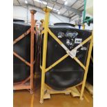 5 X FORKLIFTABLE FRAMES EACH HOLDING A PLASTIC MATCON IBC.