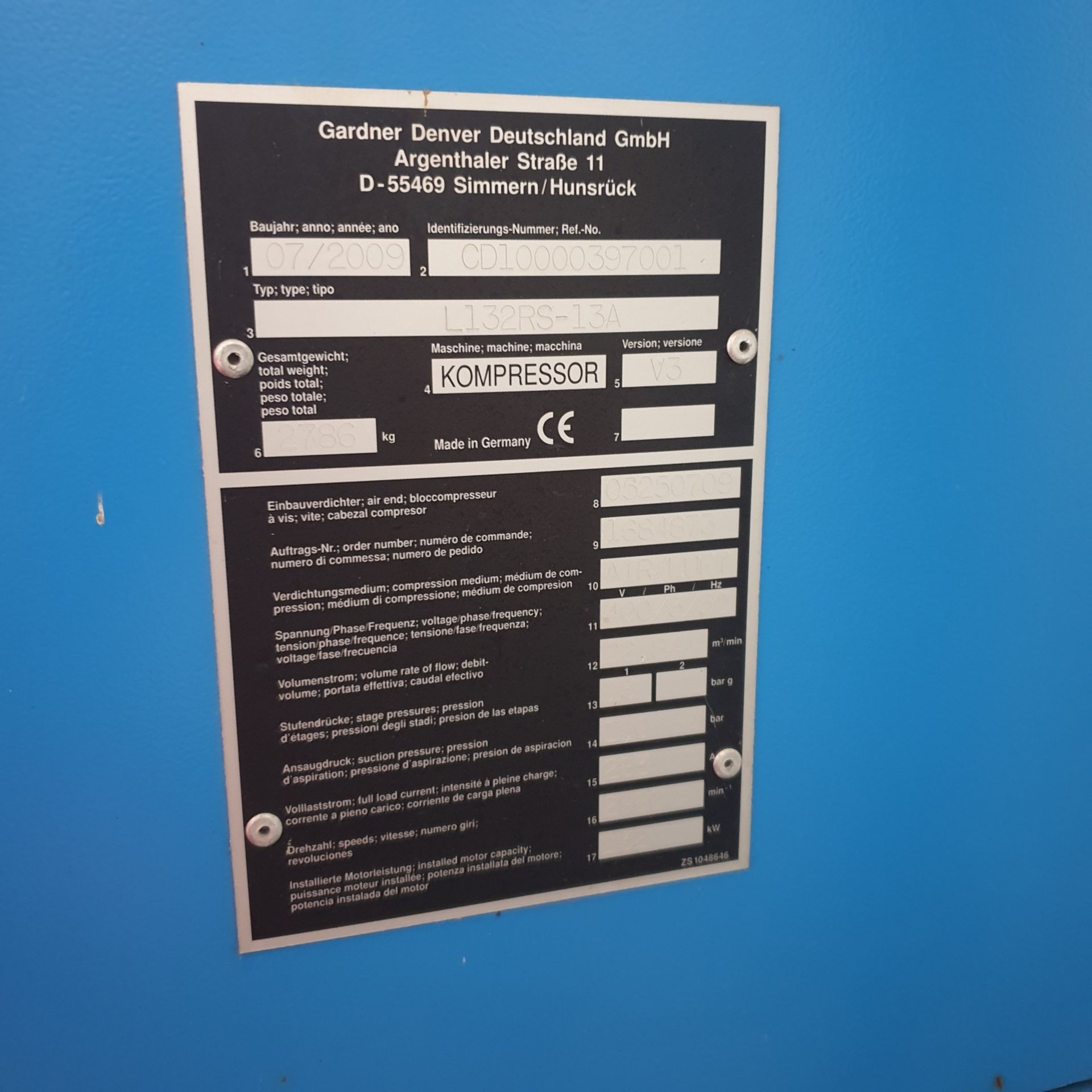 1 x Compair Delcos variable speed compressor. 132 kw. 10 Bar compressor ...