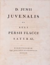 Juvenalis (Decimus Junius) & Aulus Persius Flaccus. Satyrae, Birmingham, John Baskerville, 1761 &...