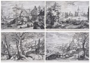 Hondius (Henricus) The Four Seasons, the set of 4 engravings, 1601