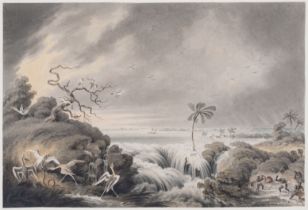 India.- Howitt (Samuel) The Ganges Breaking its Banks; with Fishing &c.: an illustration for Capt...