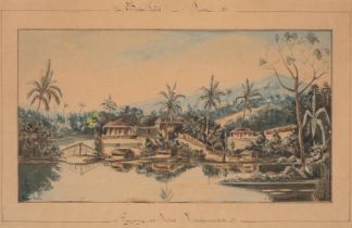 Indonesia.- Stapleaux (A.E.) Batoe-Toelis, Java: Paysage des Indes Neerlandaises, watercolour and...