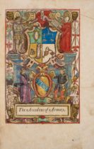 Legh (Gerard) The Accedens of Armory, third edition, coloured copy, Imprynted...by Richard Tottel...