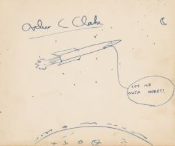 Clarke (Arthur C.) Signature and original doodle from the author, [c.1950s]