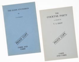 Eliot (T.S.) The Cocktail Party, proof copy, 1950 & another proof copy by the same (2)