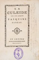 Scatology.- Pasquini (Giovanni Claudio) La culeide, London [but Florence], no printer, 1786; and ...
