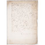 Tudor legal.- ?Curlys (Richard, ?attorney) Autograph Letter signed, in a Tudor secretary hand, [c...