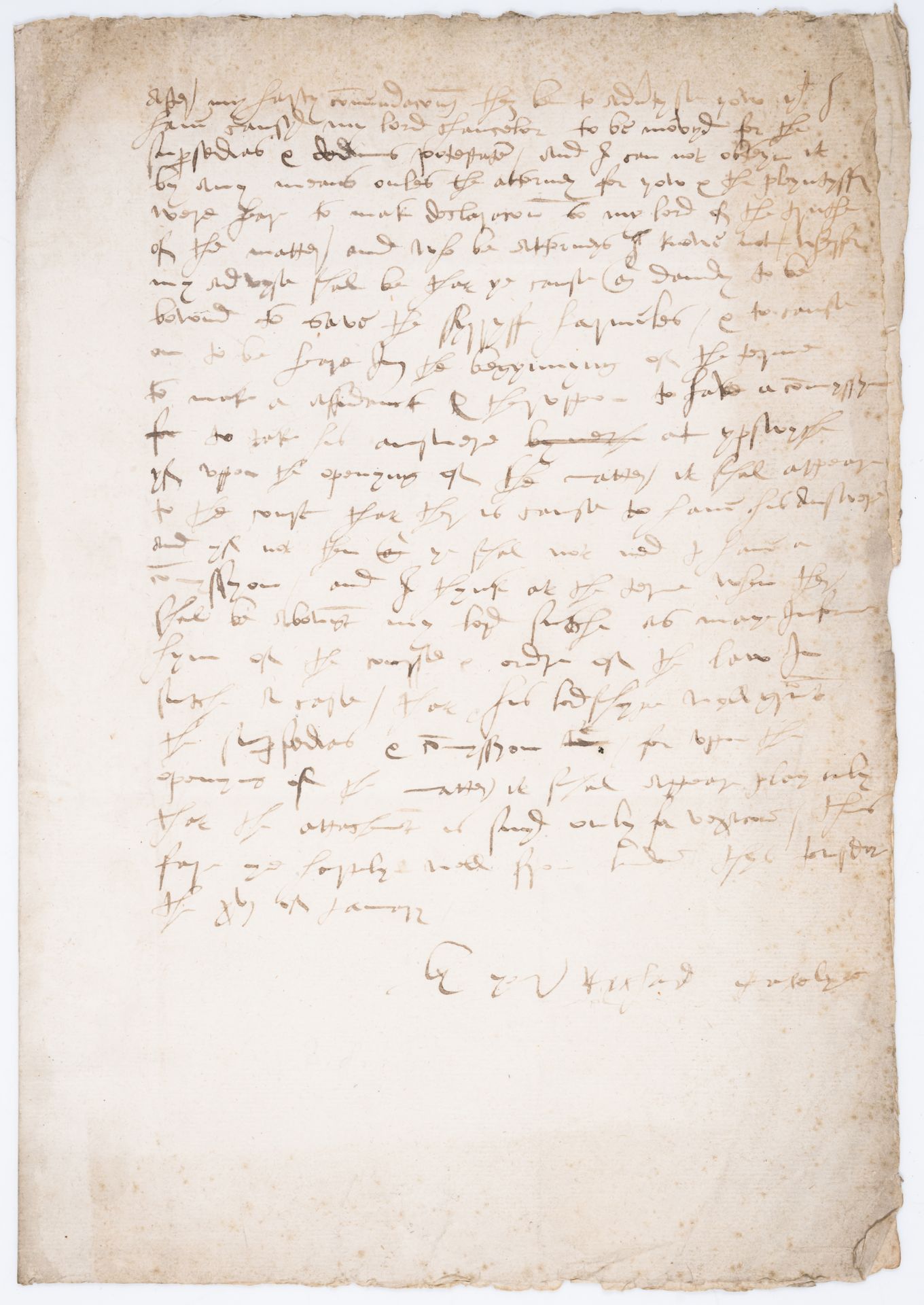 Tudor legal.- ?Curlys (Richard, ?attorney) Autograph Letter signed, in a Tudor secretary hand, [c...